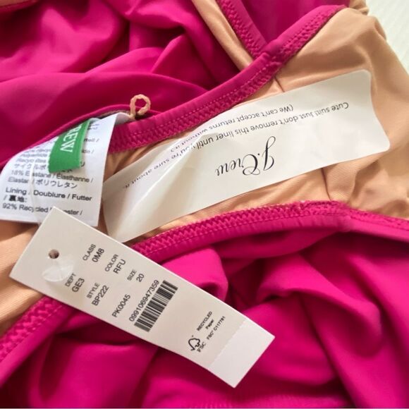 J Crew Radiant Fuchsia Ruffle V-Neck Ruched One Piece Swimsuit Sz 20 NWT - Picture 9 of 16